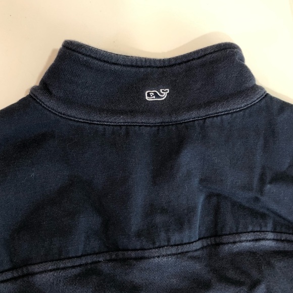 Vineyard Vines navy quarter zip sweatshirt pullover woven cotton shoulders XS - Picture 9 of 10